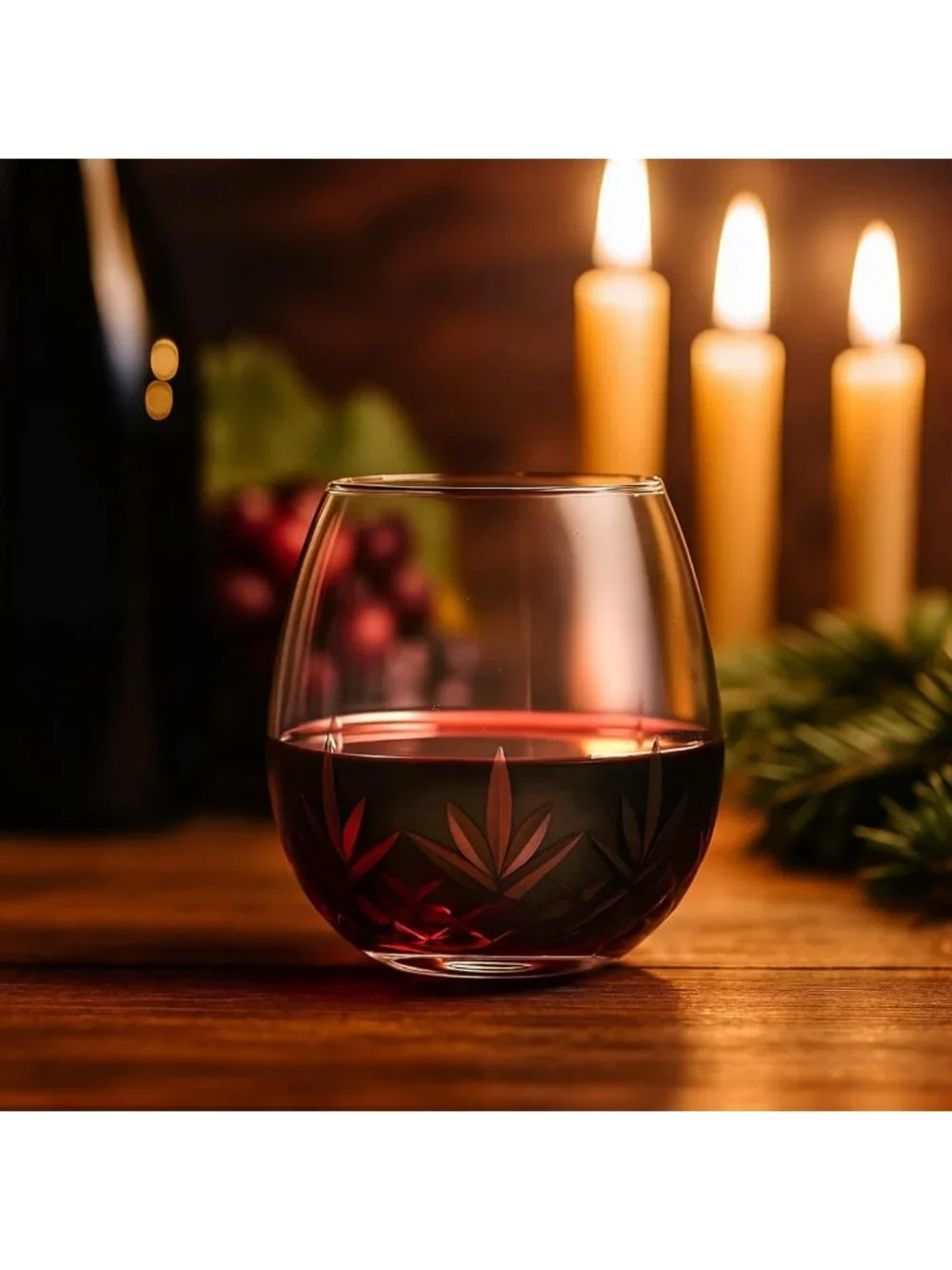 Handmade Lead-Free Crystal Stemless Wine Glasses Set of 4 - Perfect Gift Idea!